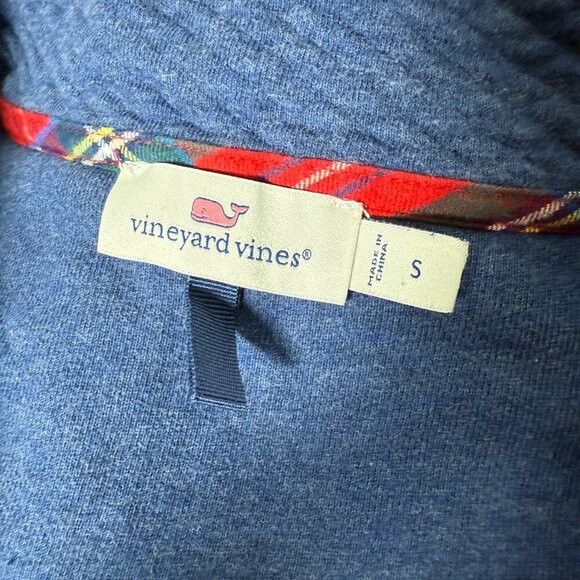 VINEYARD VINES- Size Small, Plaid Trim, 1/4 Zip Sweatshirt - Picture 2 of 10